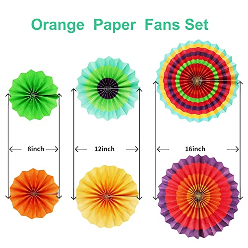Image of LRCXL 12PCS Party Hanging Paper Fans Set, Fiesta Round Pattern Paper Garlands Decoration Party Supplies for New Year Baby Shower Birthday Wedding Graduation Events Accessories(Colorful)