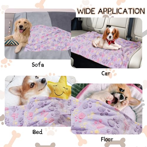 Image of Dog Blankets for Dogs, 3 Pack Large Blanket Medium Dog Cat Soft Fuzzy Blankets Washable,Comfort Flannel,Fuzzy Soft Blankets for Dogs,Pet Blanket,Reversible Cow Print,41 x 31 inch,Blue