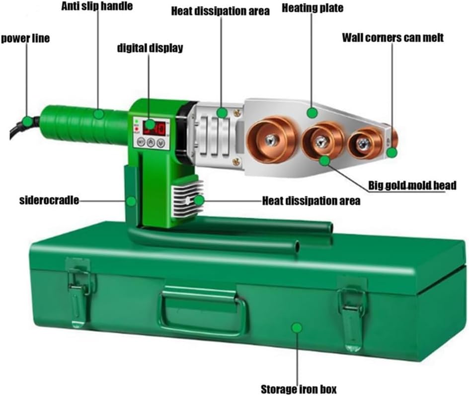 800W 220V Home Water Pipe Plastic Welding Tools,20Mm 25Mm 32MM Pipe Welding Machine with Digital Display for PB/PP/PE/PPR Plastic Pipe Welding