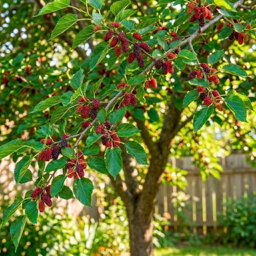 2 Red Mulberry Tree Live Plants (Morus rubra) Native Sweet Fruit Tree Fast Growing Hardy Mulberry Sapling Starter Plant for Outdoor Planting (2 Trees)