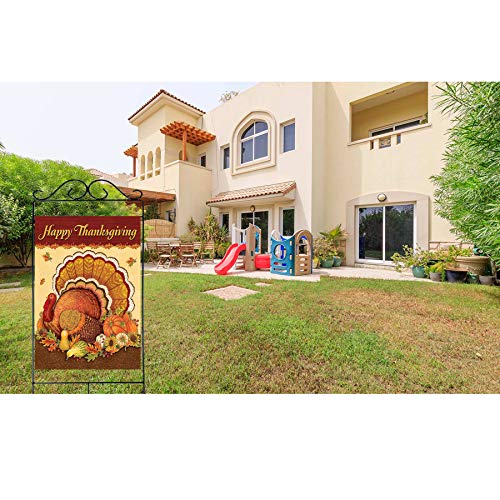 Akeydeco Thanksgiving Flag,Thanksgiving Day Double-Sided Burlap Garden Flag 28 X 40 Inches Thick Burlap Fabric Best For Thanksgiving Day Decoration thumb #3