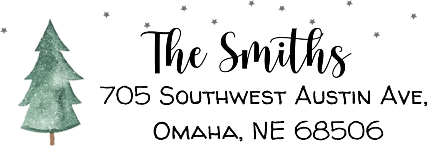 NCTY Personalized Christmas Tree Return Address Labels - Custom Holiday Return Address Labels, Set of 120 Self Adhesive Mailing Rectangle Personalized