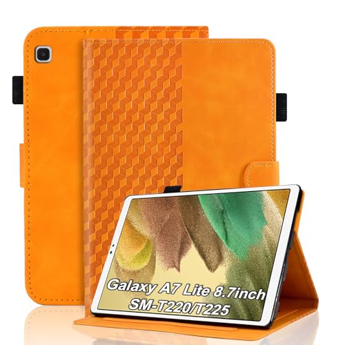 Coque Samsung Galaxy Tab A7 Lite Orange Housse Cuir PU SM-T220 avec Support Flip Cover Poche