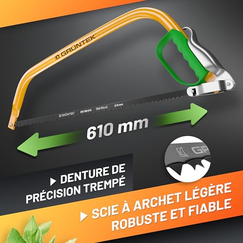 GRÜNTEK Scie à Branches, Scie à bois manuelle coupe agressive bois MARLIN. Scies à main 610mm – Image 3