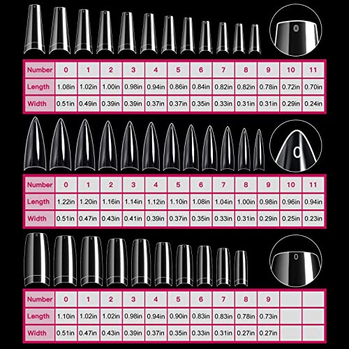 3 Styles False Nail Tips Kit,340Pcs Acrylic Nails Clear Coffin French Stiletto Nail Tips Xl Long Half Cover Artificial False Nails Halloween Press On Nails Nail Extension Gel Nail Tips Art Diy Home Nail Tips Art… #TOP1