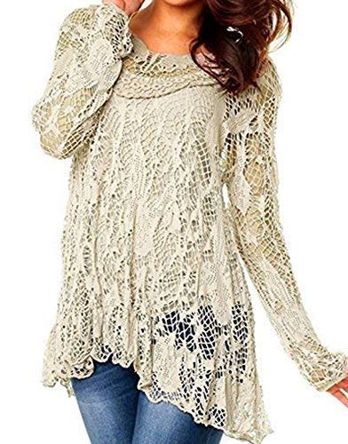 Summer Holiday Dip Hem Crochet Mesh Tunic Plus Size Vest Twin Top Lagenlook Lace Tunic Long Sleeve Dress R33 Celebmodelook ®