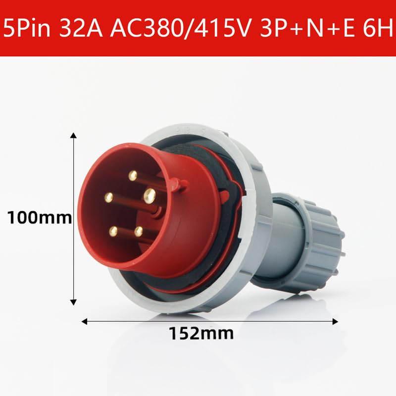 1Set Waterproof Industrial Connector Concealed Set 5Pin 32A 380V-415V 3P+E+N 6H IP67 IEC60309 Plug Socket Power Connecting for Aviation and Industry