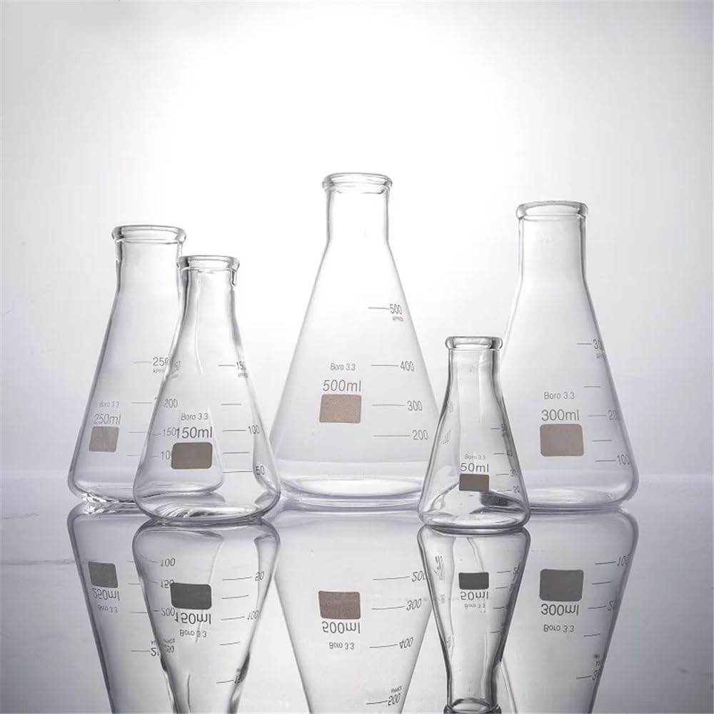 Equipos y suministros de laboratorio Matraz Erlenmeyer de 1000 ml y matraz triangular cónico cuello estrecho vidrio borosilicato 3. 1 l. Equipo laboratorio