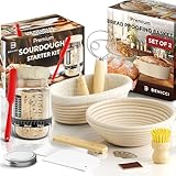 Complete Sourdough Bread Baking Kit - 31.8 oz Starter Glass Jar, 9