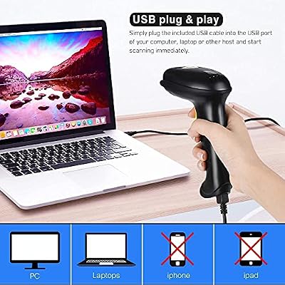 WoneNice Barcode Scanner Bundle | WN3300 USB Barcode Scanner + WN2806G Barcode Scanner with Stand