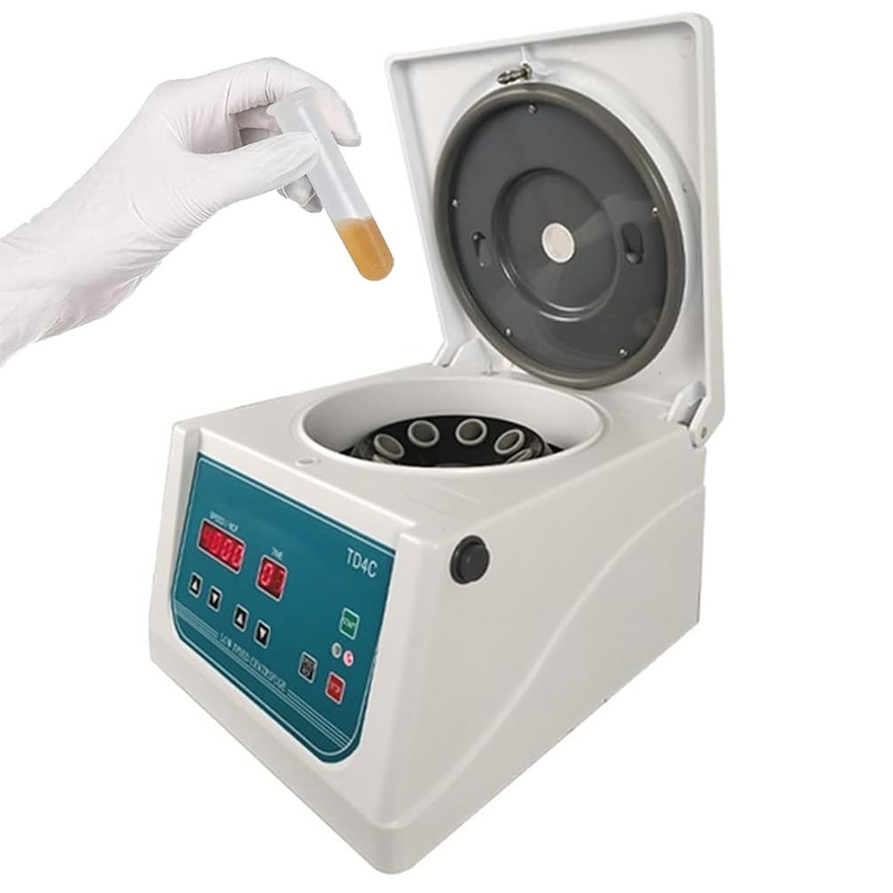 Centrifugadora Laboratorio, Centrífuga eléctrica de Mesa con Control de Tiempo y Velocidad Ajustable para Análisis Cualitativo de Plasma Sanguíneo, Suero
