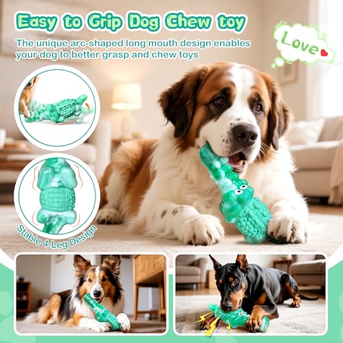 Image of Jeefome Dog Chew Toys for Aggressive Chewers Tough Squeaky Alligator