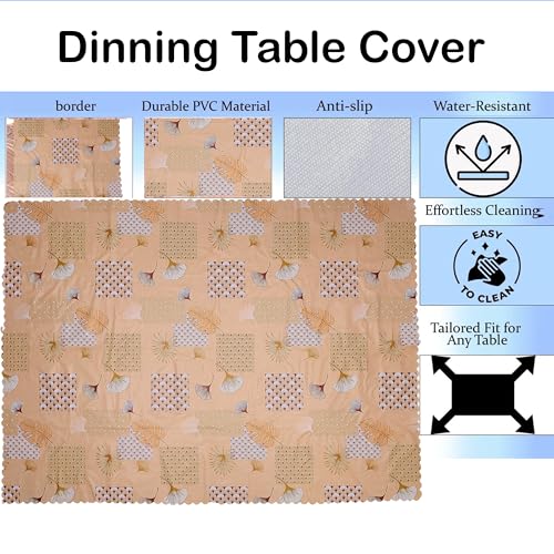 Image of Dakshya Industries PVC Waterproof Table Cover 6 Seater 54x78 Inch - Washable Oil & Stain Resistant Dining Table Cover (Gold)
