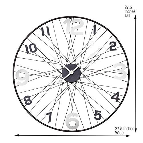 Whw Whole House Worlds Tour De France Bicycle Wheel Clock, Analog, Wall Mounted, Hand Crafted Of Stainless Steel, Iron, Over 2 Ft Diameter (27.5 Inches) 1 Aa Battery (Not Included) #TOP3