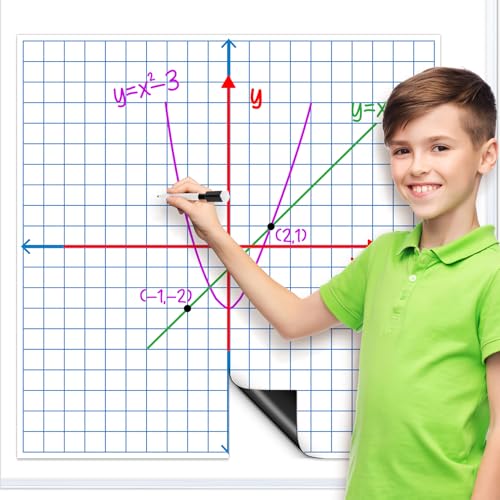 PraxiKidy Giant Magnetic XY Coordinate Graph Grid Paper,Dry Erase Chart Paper for Whiteboard Homeschool Teacher Must Haves,Math Classroom Teaching Supplies Math Manipulatives