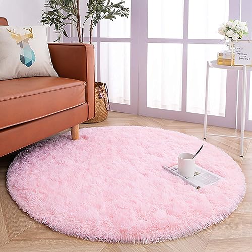 Image of Hand Woven Braided Carpet Rugs|Round Traditional Spiral Design Polyester Blend Door Mat|Mat for Bedroom,Living Room,Dining Room,Guest Room (Pink, 6 X 6 Feet)