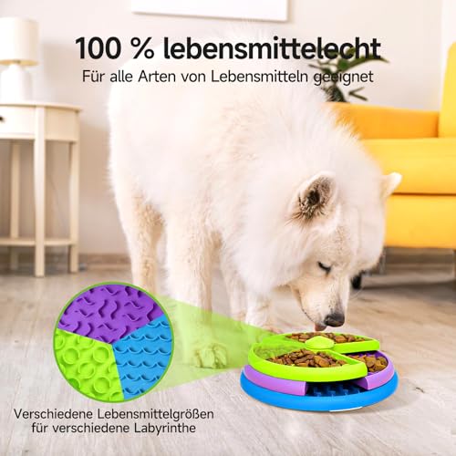 Anti Schling Napf Hund 3 Stufen - Slow Feeder gegen Schlingen & Blähungen, Rutschfester Interaktiver Hundefutterspender, Mittlere & Große Hunde, Hunde Puzzle Feeder(BPA-frei)