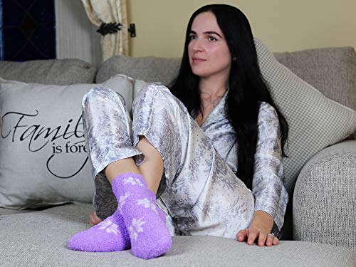 Image of Women's Fuzzy Plush Soft Slipper Socks, Fluffy Winter Holiday Cozy Value Pack Socks
