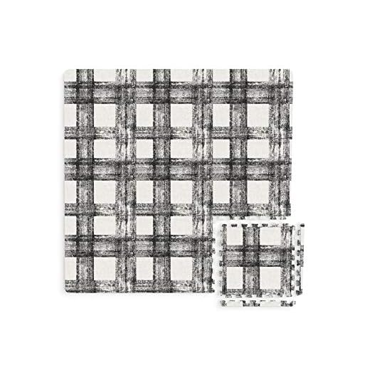 FloorPops FPF3751 Sawyer - Azulejos entrelazados a Cuadros, Color Negro, 86.9 cm de Largo x 86.9 cm de Ancho x 1.0 cm de Alto