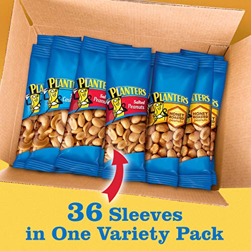 image for PLANTERS Variety Pack, Salted Cashews, Salted Peanuts & Honey Roasted 