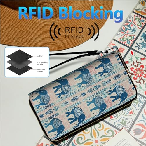 Image of Womens Wallet PU Leather Wristlet Wallets for Women, Large Capacity Lady Fashion Wallet Card Holder Zipper Wallet