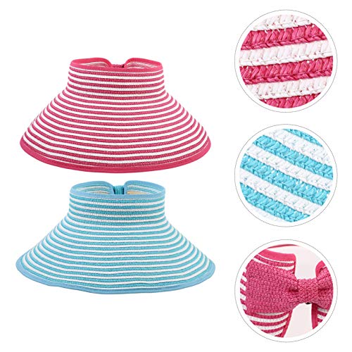 BESPORTBLE 2Pcs Palha Pala de Sol Chapéus de Palha de Aba Larga Floppy Hat Dobrável Chapéu Do Verão