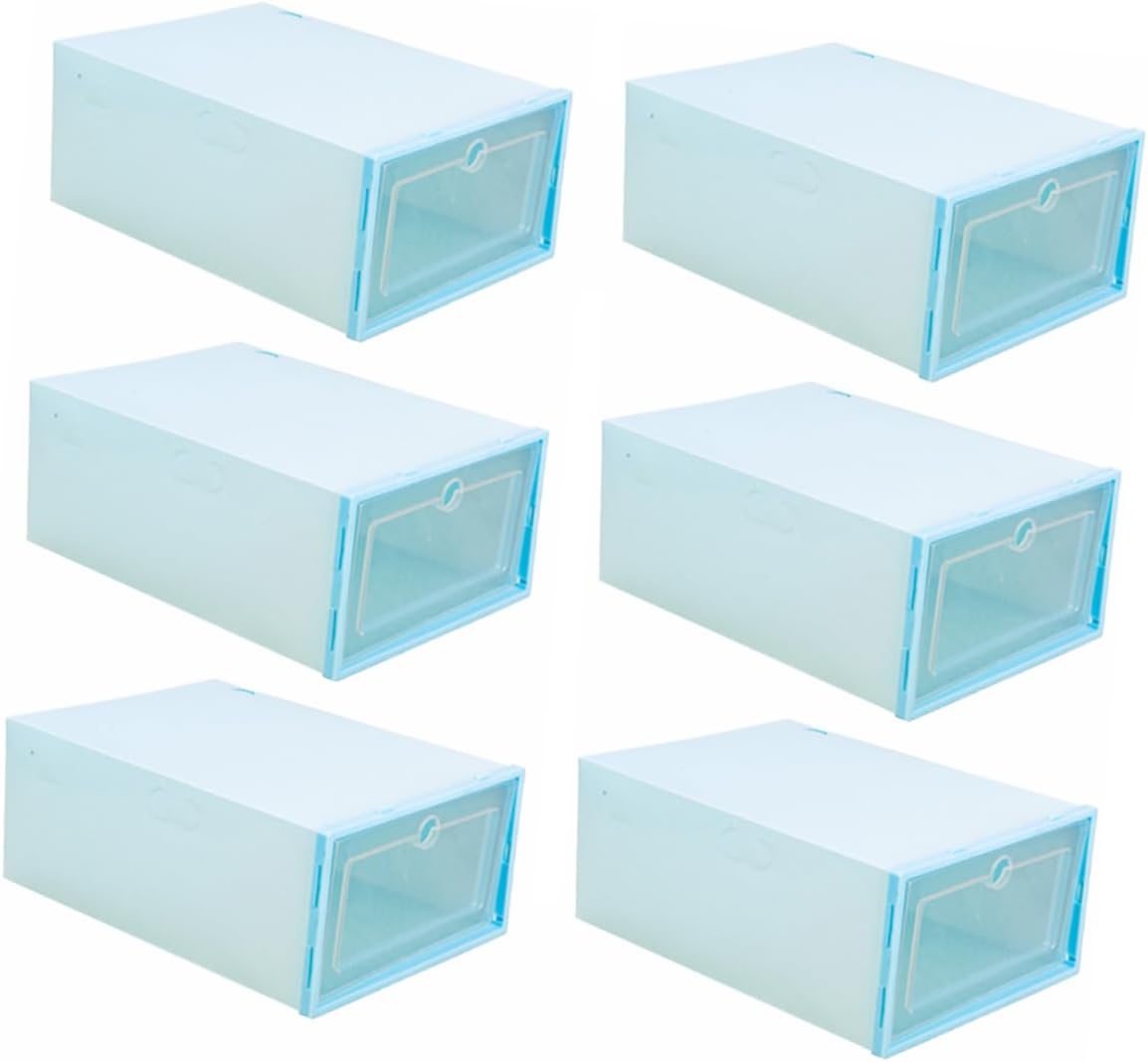 Garneck 6pcs Space-saving Stackable Shoes Container Shoe Boxes Organizer for Bins Case
