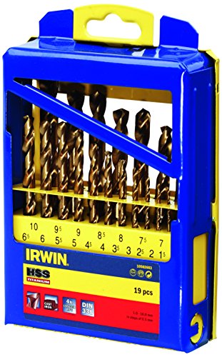 IRWIN 10502603 IW10502603 HSS Titanium Drill Bit Set (Metal Case) -Pack of 19, 19-Pack