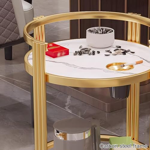 Table d'appoint ronde salon chambre gain de place avec double plateau - 3