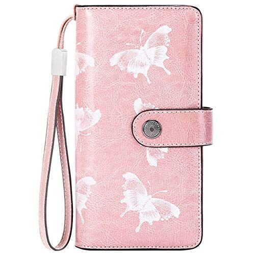 Women Wallet Large Leather Designer Zip Around Card Holder Organizer Ladies Travel Clutch Wristlet,B