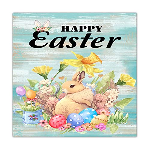 Panneau bois lapin de Pâques de qualité supérieure et design floral