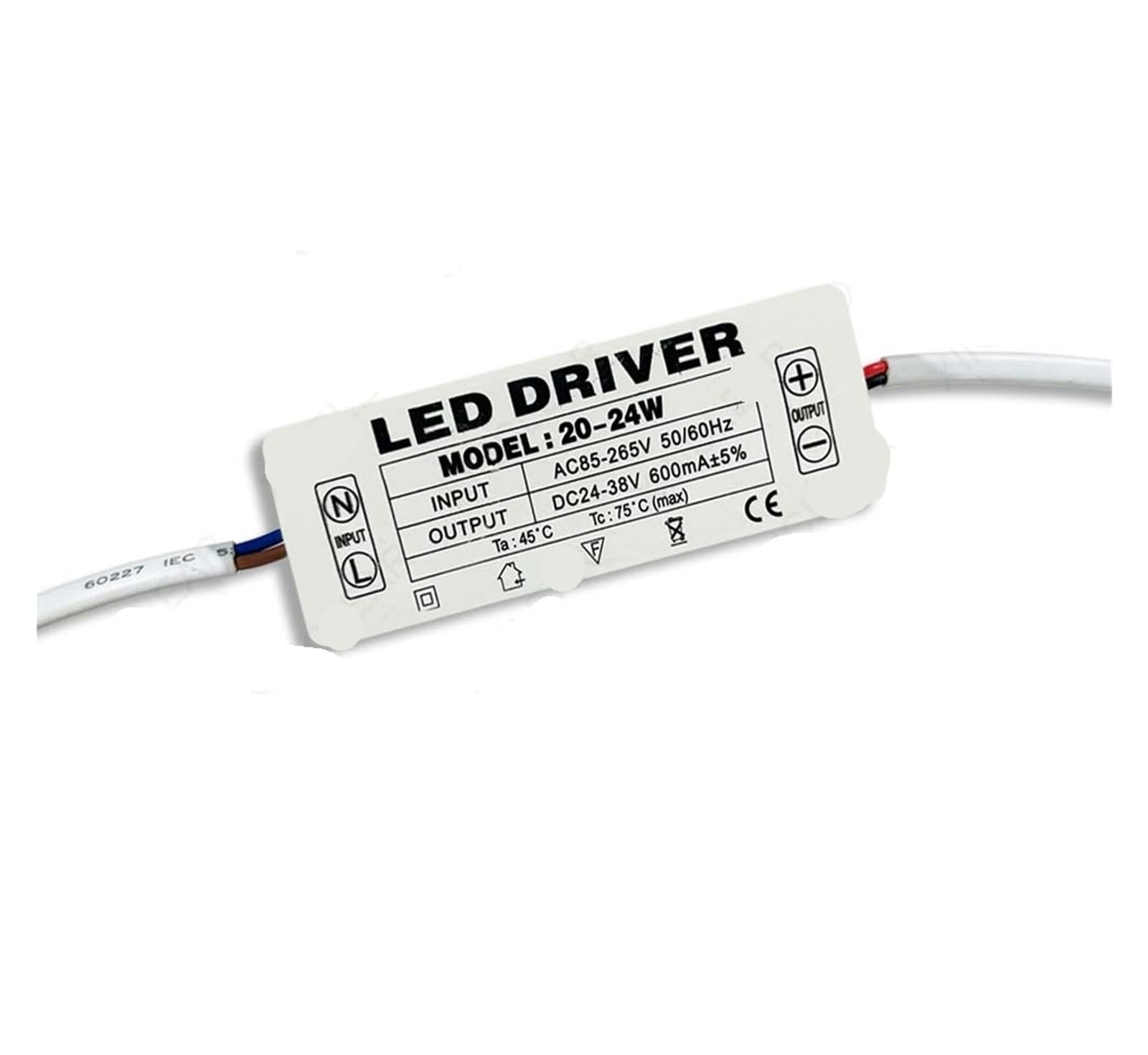 PWANUIGTE LED Driver 3-5W 4-7W 8-12W 12-18W 18-25W 25-36W Power Supply 300mA 600MA 900MA Constant Current Transformer(20-24W-PC)