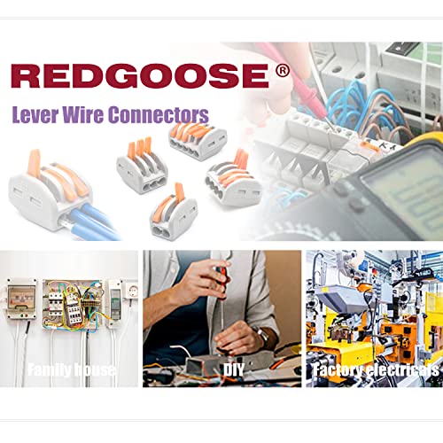 Redgoose 50 Pcs Lever Wire Connectors Kit 28-12 Awg Compact Splicing Wire Electrical Terminals Assortment Kit - 2/3/4/5Port #TOP6
