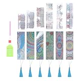 SOLUSTRE Set de 6 Marcapáginas de Libro DIY Gemas de Resina y Borlas, Manualidades Brillantes para Obsequio Acabado Fino y Diseño Decorativo