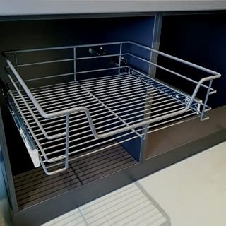 FittingsCo Anthracite Grey Wire Base Baskets for Kitchen Units Soft Close 4 Sizes 300-600mm (to Suit 400mm Cabinet)
