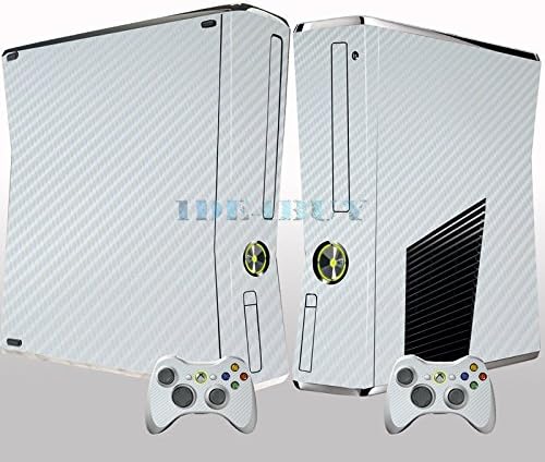 Chic White 3D Carbon Fiber for XBox 360 Slim Console 2 Controller Vinyl Skin Sticker New 1 pc