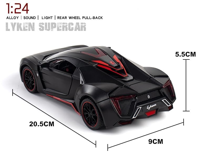 Image of Invite Enterprise Alloy Metal Pull Back Die-Cast Car 1:24 Big Lykan Hyper Sport Diecast Metal Pullback Toy Car With Openable Doors, Light Music Boys Gifts Toys For Kids(1:24 Laykan - White)
