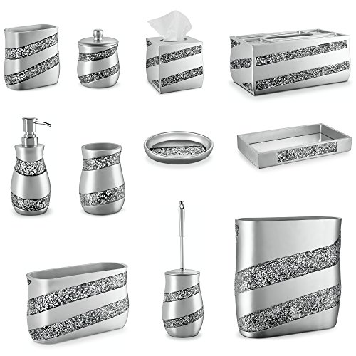 Creative Scents Toothbrush And Toothpaste Holder For Bathroom - Decorative Silver Mosaic Bathroom Toothbrush Holder, Family Toothbrush Cup With One Large Opening To Hold Multiple Toothbrushes At Once #TOP4