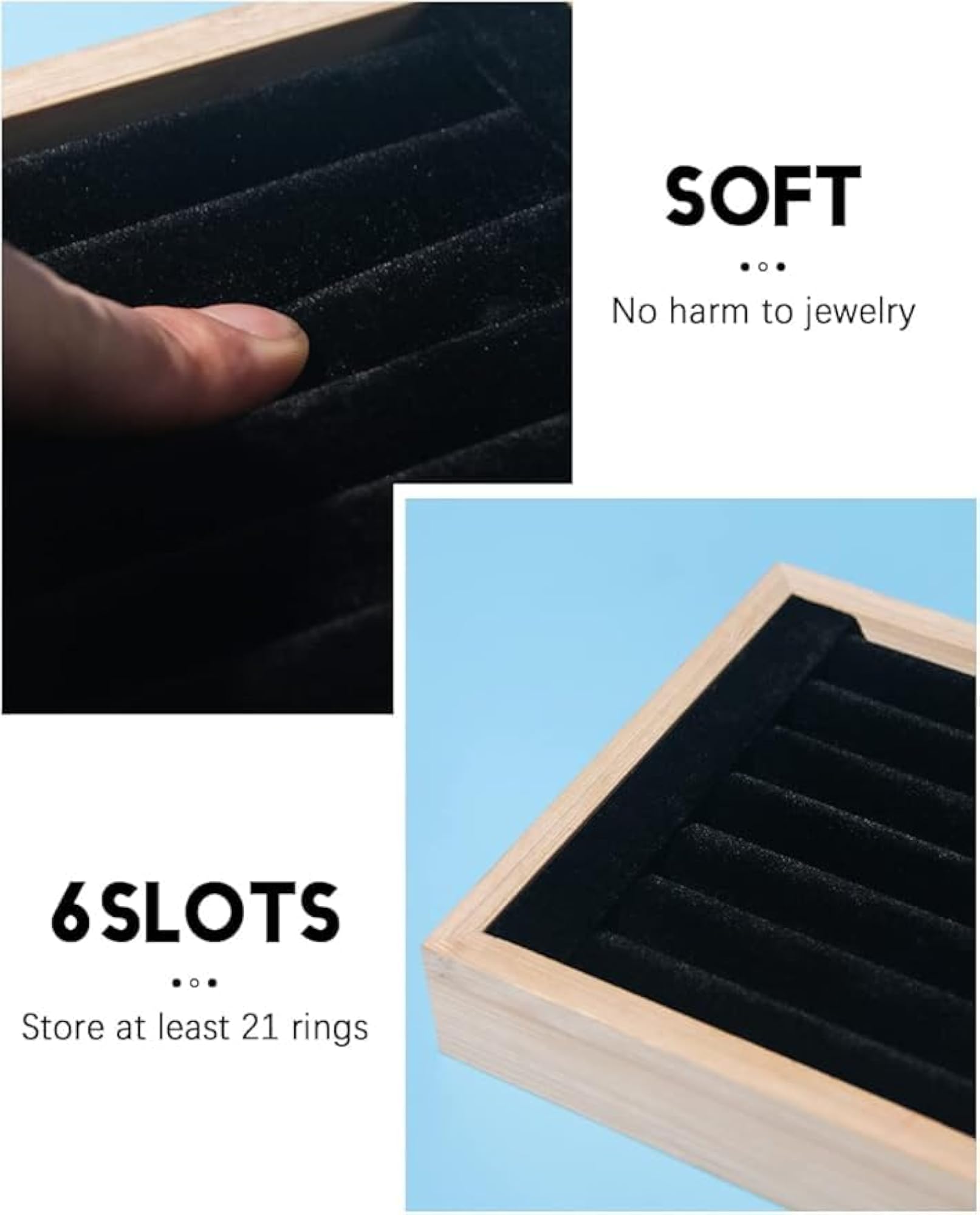 Bamboo Ring Organizer Holder for Jewellery Storage Display