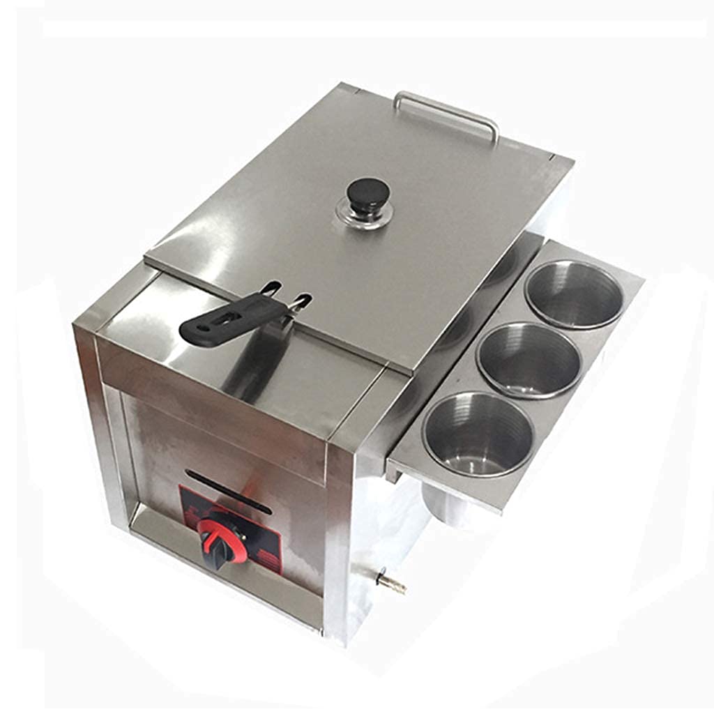Cesta para freidora, freidora de Gas Comercial Freidora de Acero Inoxidable con Ventana de visualización, Antideslizante, fácil de Limpiar y Control de Temperatura Ajustable