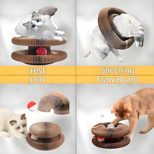 Rascador para gatos con juguete y bola, cartón corrugado miniatura 3