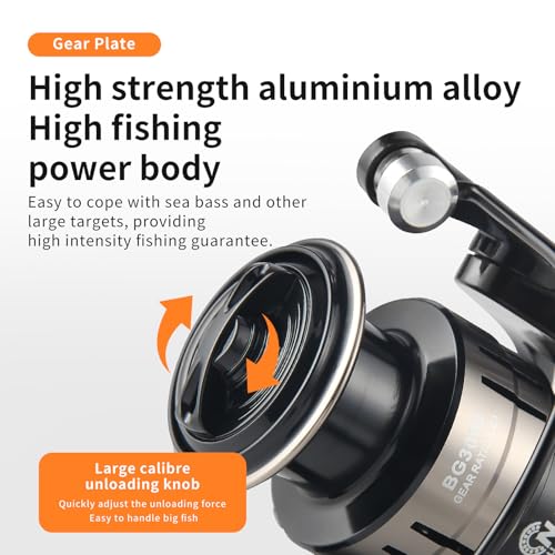 Image of Big Game Surf Spinning Fishing Reel 8000 /12000,20KG Drag Power Backlash-Free Bearings,Metal Reel Seat,Zinc Alloy Gear for Saltwater Inshore and Offshore Fishing