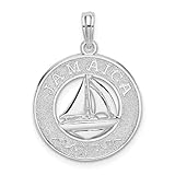 925 Sterling Silver Travel Charm Pendant, Jamaica On Round with Sailboat Center