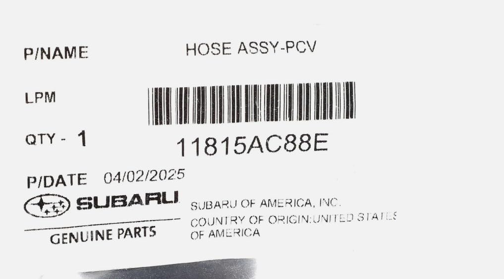 Subaru 2019-2025 Ascent Outback Legacy PCV Hose Assembly 11815AC88E Genuine OEM