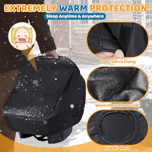 Orzbow Winter Regenschutz Babyschale, Universell Autositzbezug für Babys mit Transparente Reißverschluss Fronttür, Seitliche Maschenlöcher, Maschinenwaschbar, Schwarz
