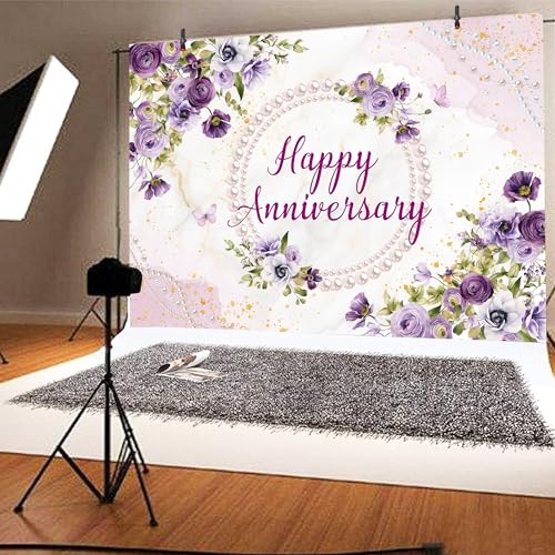 Fondo para aniversario de 8x6 pies morado miniatura 7