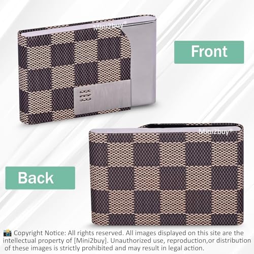 Image of Mini2buy Customized Unisex Vertical Card Holder Name Engraved for Credit|Debit|ATM|Business Visiting RFID Blocking Stainless Steel (1 x 10 x 6 cm) Personal Corporate Gift (LV Brown)