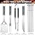 grilljoy 24PCS BBQ Grill Tools Set with Meat Thermometer and Injector - Extra Thick Stainless Steel Fork, Spatula& Tongs - Complete BBQ Accessories in Aluminum Case - Perfect Grill Gifts for Men Grey