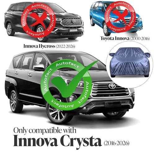Image of Autofact Premium Car Cover for Crysta 2016-2026 | All Weather Water-Resistant Full Body Car Cover | Light-Weight Triple-Stitched Outdoor Shield with UV Protection, Dustproof & Heat-Resistant