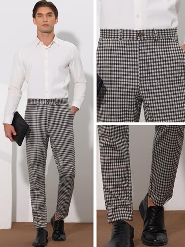 Lars Amadeus Plaid Dress Pants for Men's Classic Straight Leg Business Tartan Trousers4